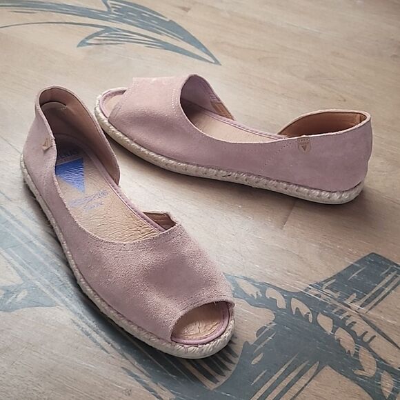 Verbenas Cruz Open Toe Suede Espadrille in Antique Pink Size 8 - Picture 2 of 6